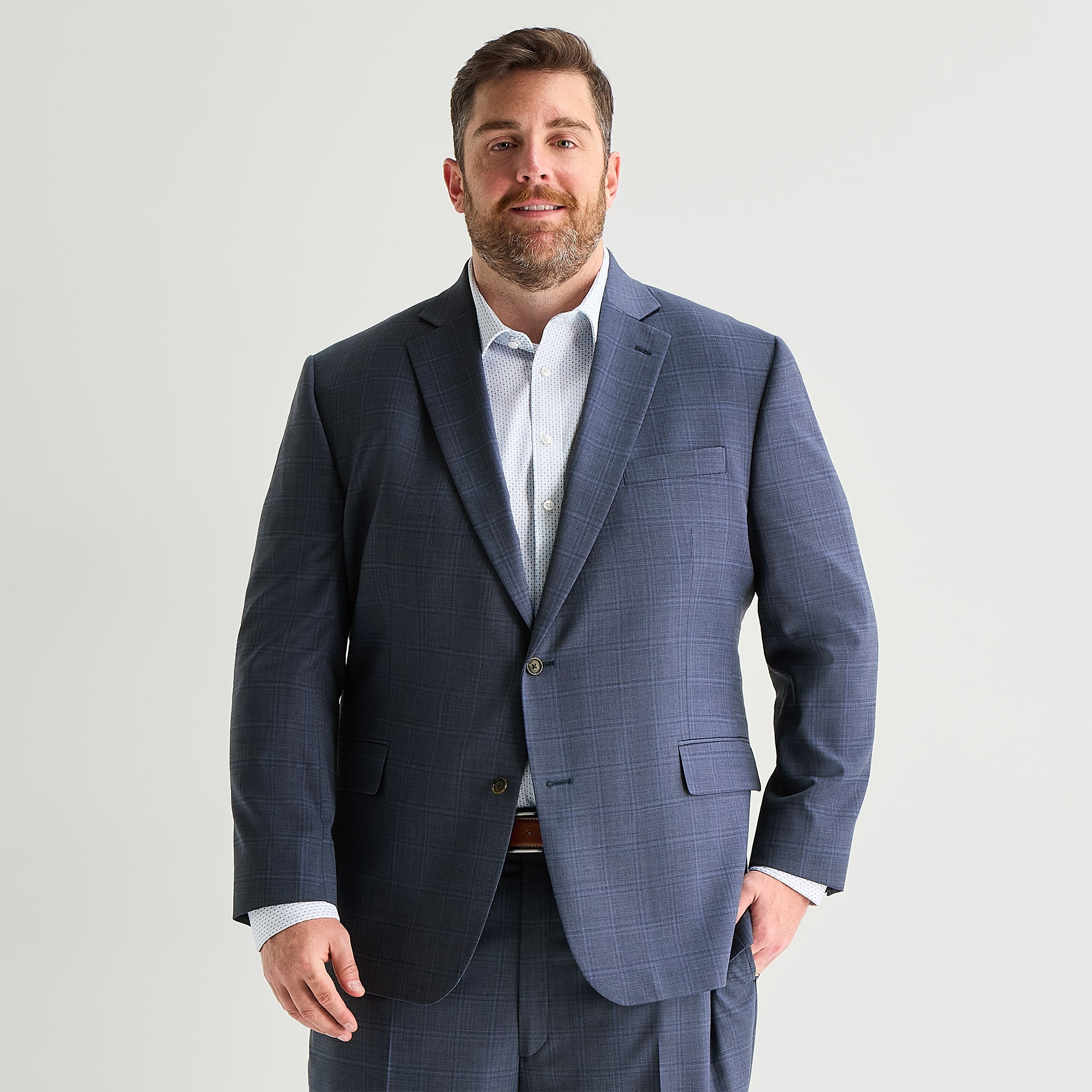 Stafford Mens Classic Fit Plaid Big and Tall Suit Jacket