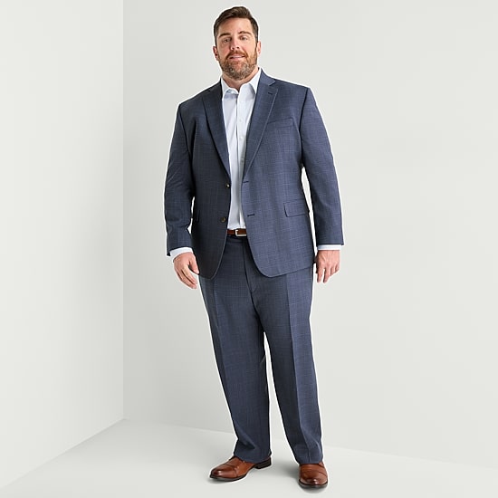 Stafford Mens Big and Tall Classic Fit Plaid Suit Jacket
