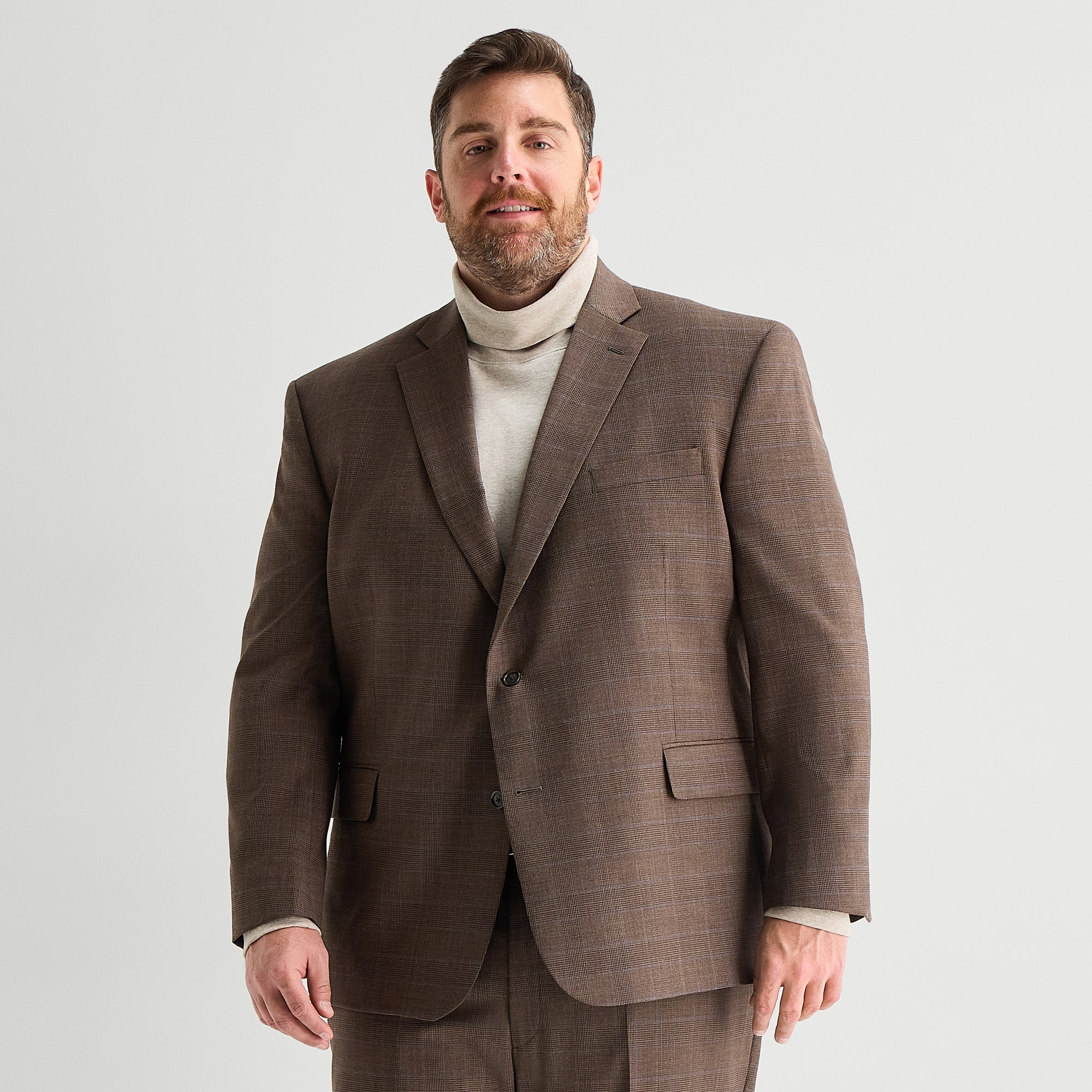 Stafford Mens Big and Tall Classic Fit Plaid Suit Jacket