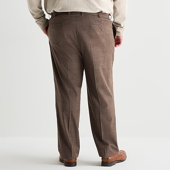 Stafford Mens Big and Tall Classic Fit Plaid Flat Front Suit Pant
