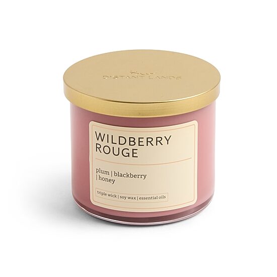 Distant Lands 14oz Wildberry Rouge 3-Wick Scented Jar Candle