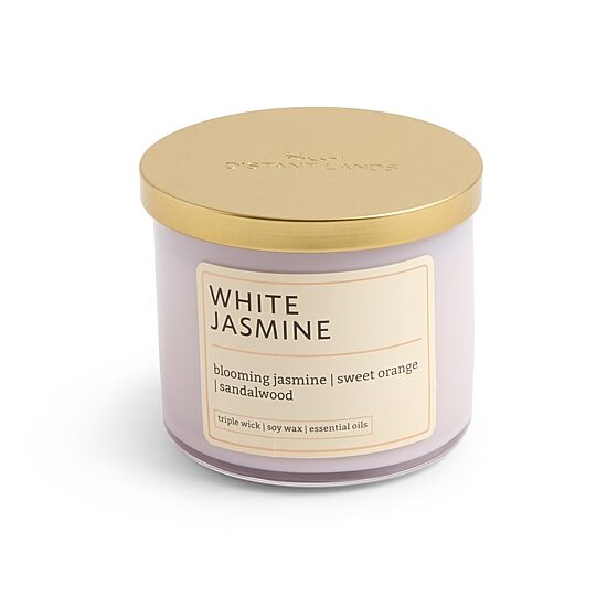 Distant Lands 14oz White Jasmine 3-Wick Scented Jar Candle