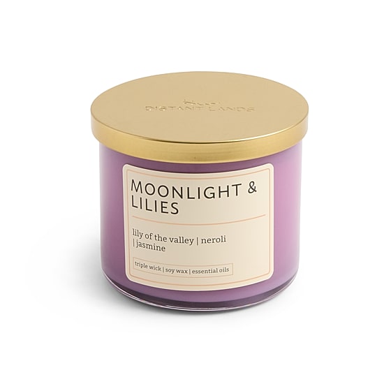 Distant Lands 14oz Moonlight & Lilies 3-Wick Scented Jar Candle
