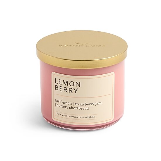 Distant Lands 14oz Lemon Berry 3-Wick Scented Jar Candle