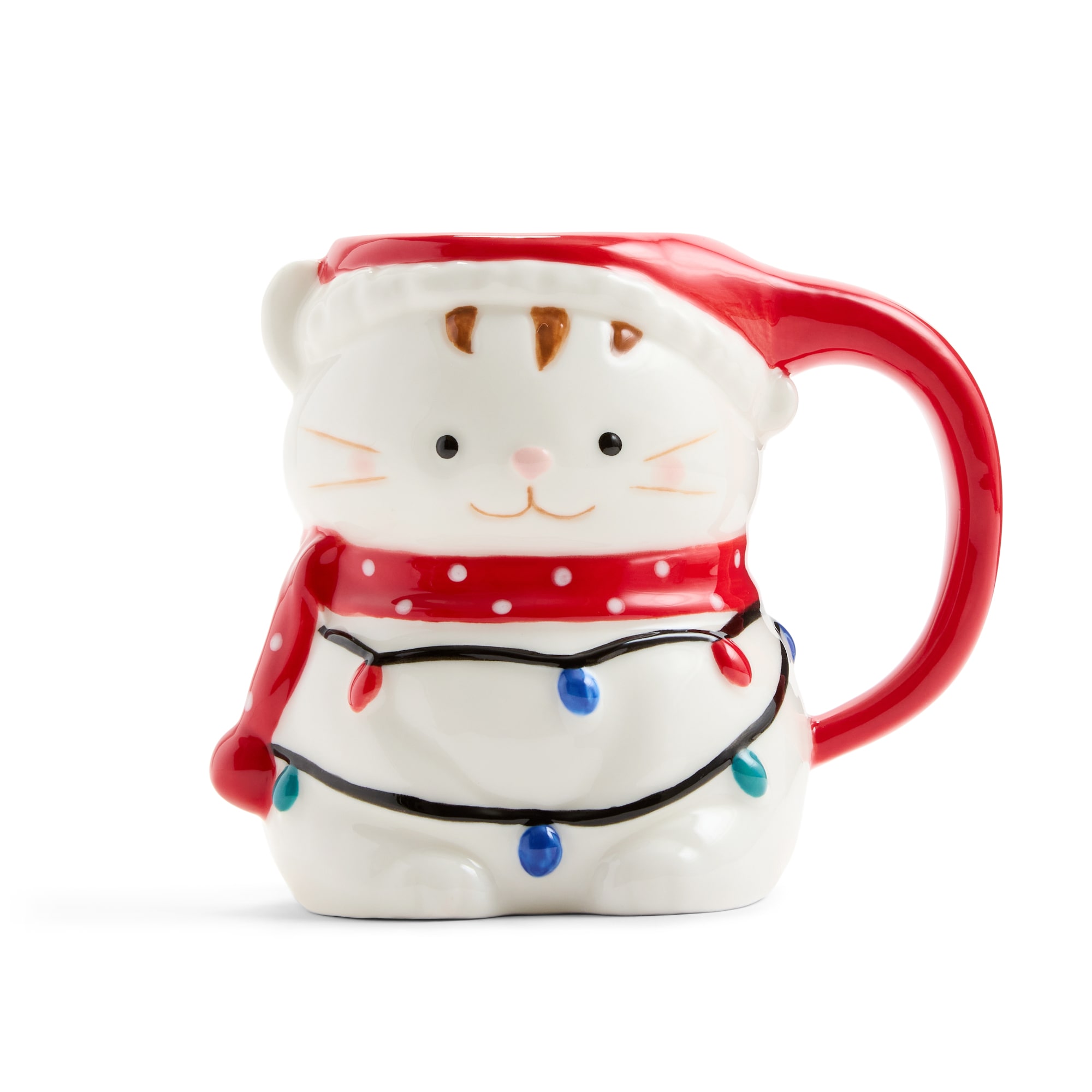 North Pole Trading Co. Festive Holiday Cat Mug