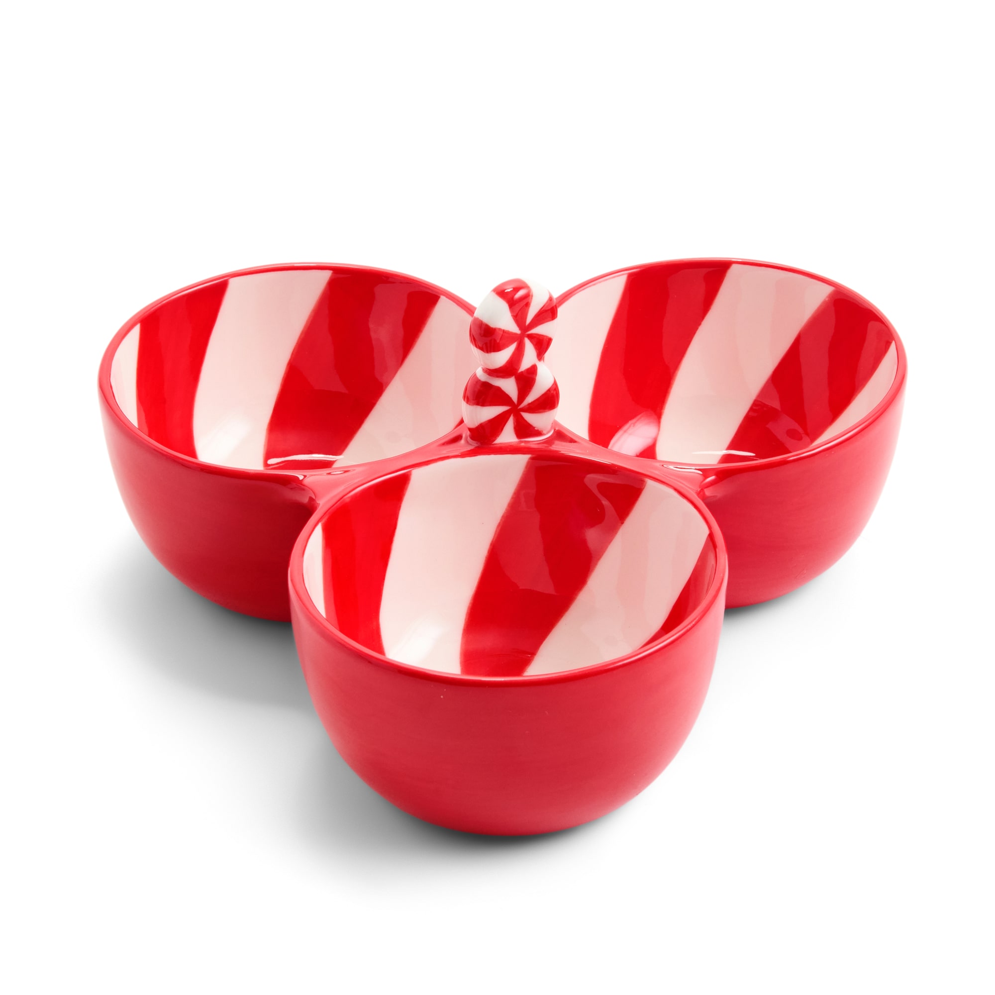 North Pole Trading Co. Candy Stripe Holiday 3 Sectioned Server