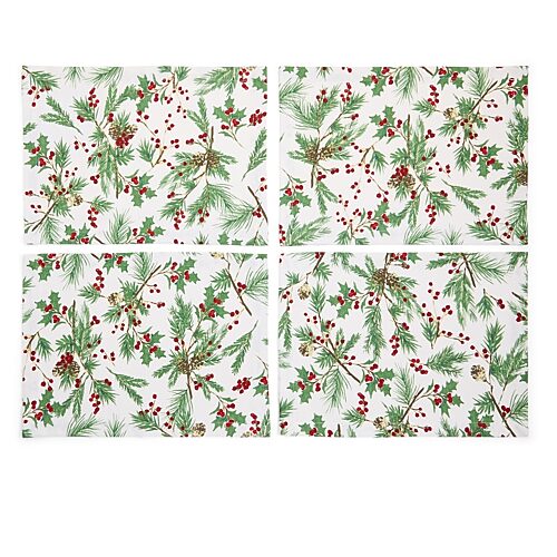 North Pole Trading Co . Holly Berry Placemat In Multiple Colors