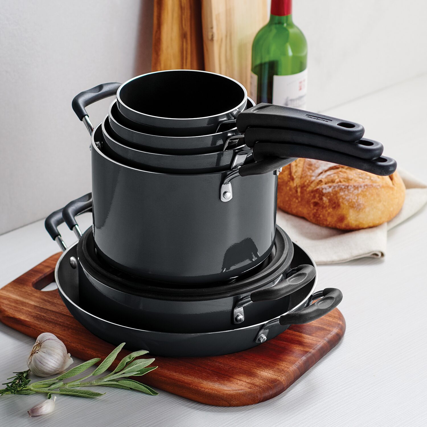 Tramontina Aluminum Non-Stick 11-pc. Nesting Cookware Set