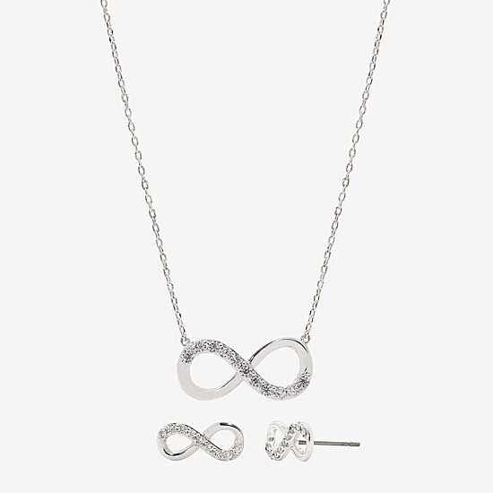 Sparkle Allure Womens Cubic Zirconia Pure Silver Over Brass Infinity 2-pc. Jewelry Set
