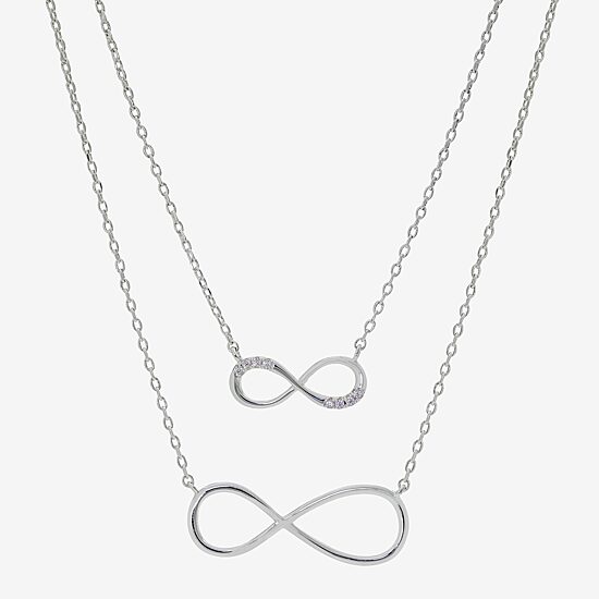 Sparkle Allure Womens Cubic Zirconia Pure Silver Over Brass Infinity 2-pc. Necklace Set