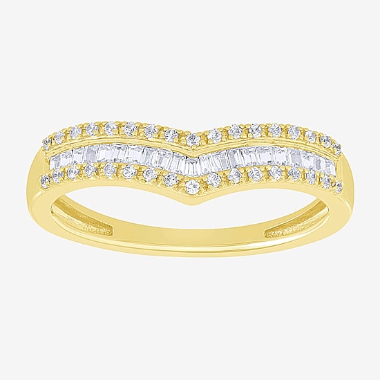 Chevron 1/4 CT.T.W. Natural Diamond 10K Gold Chevron Wedding Band