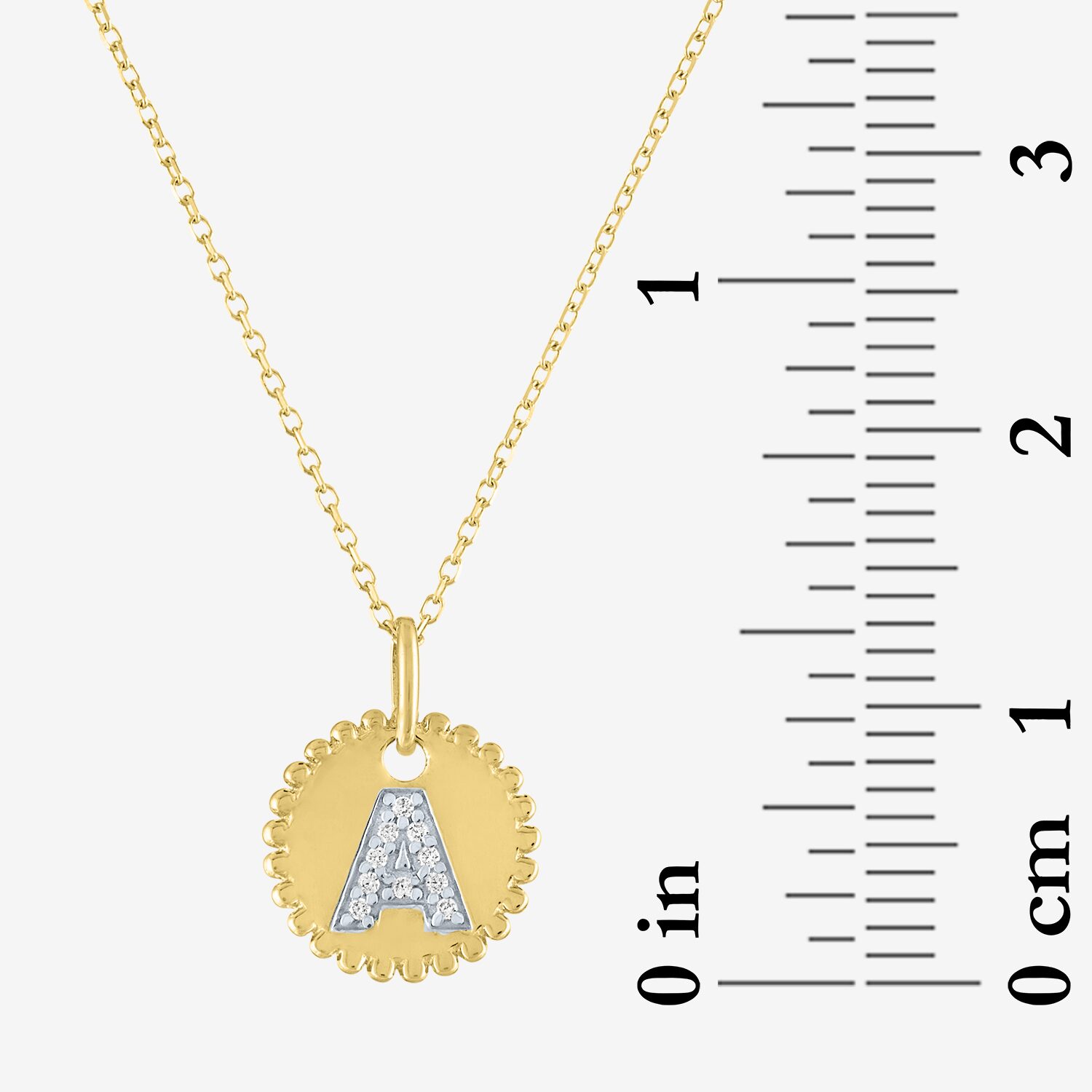 Diamond Addiction Intial Womens Accent Natural White 10K Gold Pendant Necklace