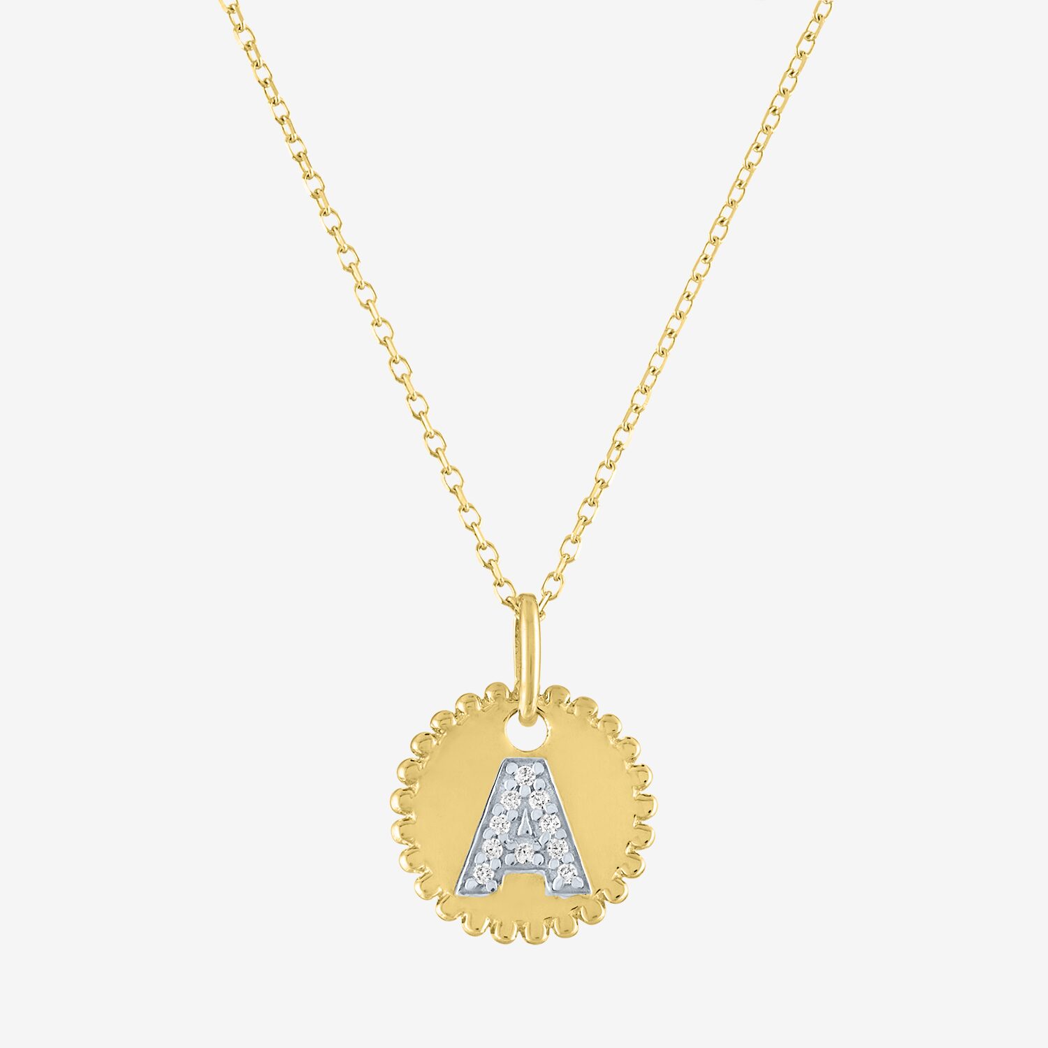 Diamond Addiction Intial Womens Accent Natural White 10K Gold Pendant Necklace