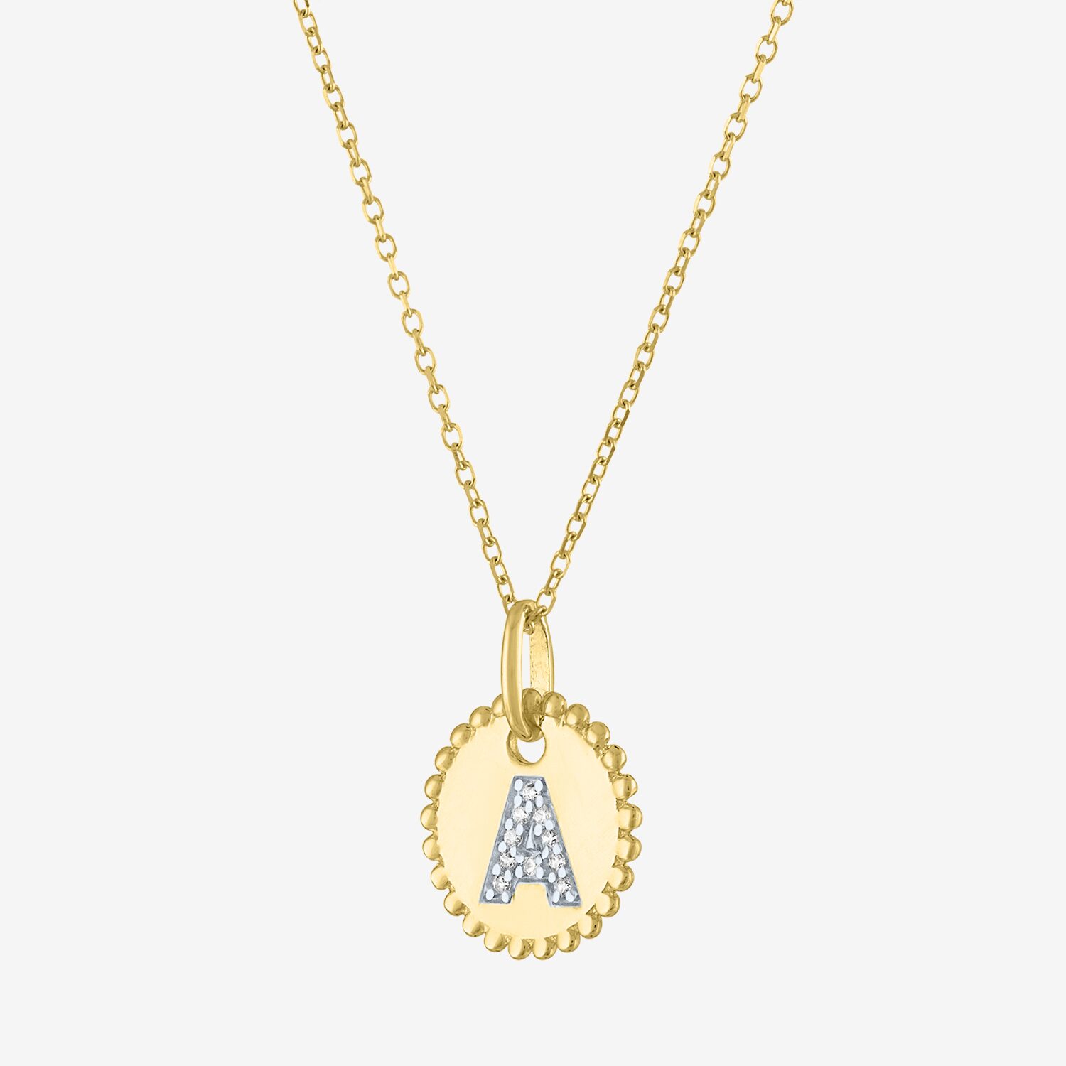 Diamond Addiction Intial Womens Accent Natural White 10K Gold Pendant Necklace