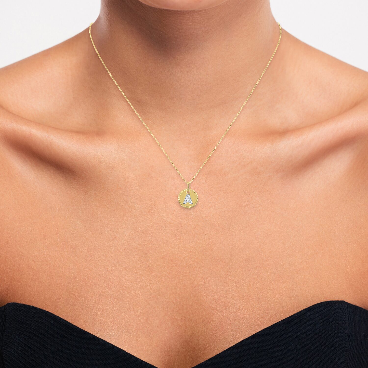 Diamond Addiction Intial Womens Accent Natural White 10K Gold Pendant Necklace