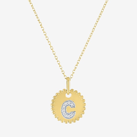 Diamond Addiction Intial Womens Diamond Accent Natural White Diamond 10K Gold Pendant Necklace