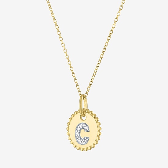Diamond Addiction Intial Womens Diamond Accent Natural White Diamond 10K Gold Pendant Necklace