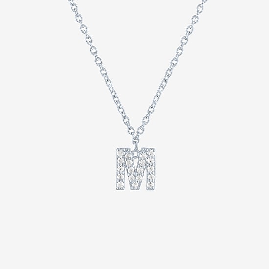 Lab-Grown (G-H / SI2-I1) Diamond Accent Initial Pendant in Sterling Silver