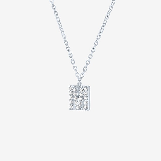 Lab-Grown (G-H / SI2-I1) Diamond Accent Initial Pendant in Sterling Silver