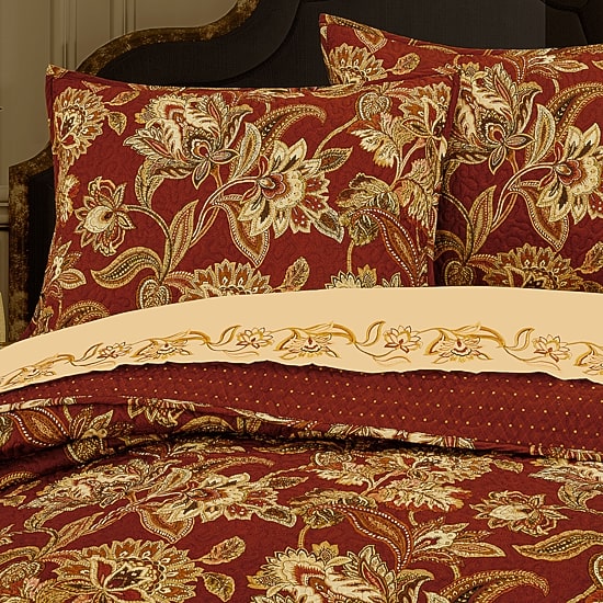Queen Street Montecito Damask + Scroll Reversible Quilt Set