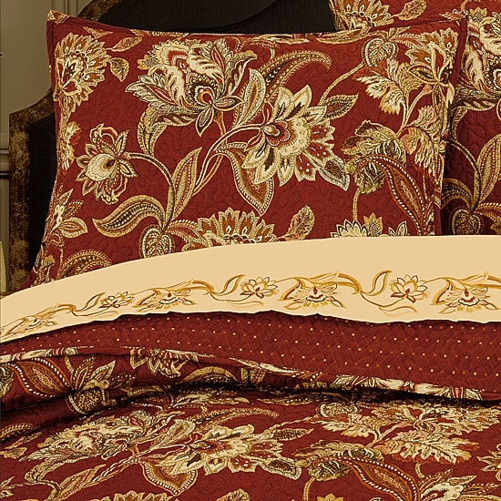 Queen Street Montecito Damask + Scroll Reversible Quilt Set