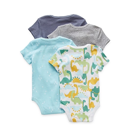 Okie Dokie Baby Boys Crew Neck Short Sleeve Rib 4-pc. Bodysuit