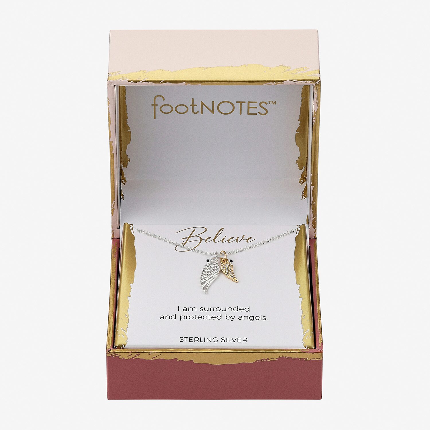 Footnotes Womens Cubic Zirconia Sterling Silver Wing 16 Inch Pendant Necklace
