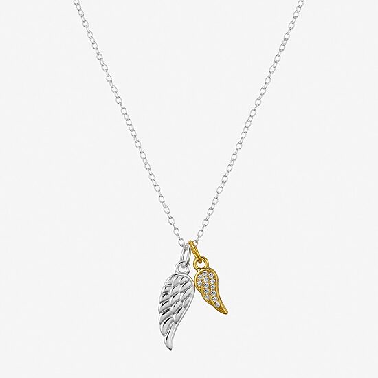 Footnotes Womens Cubic Zirconia Sterling Silver Wing 16 Inch Pendant Necklace