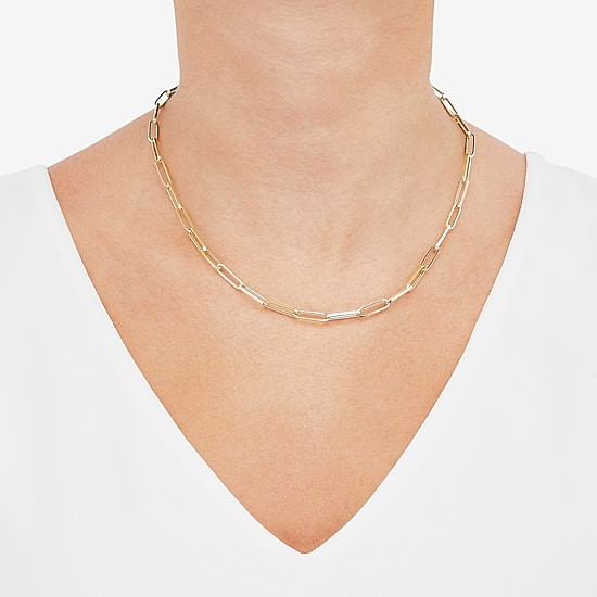 Gold Addiction Womens 14K Gold 18 Inch Paperclip Chain Necklace