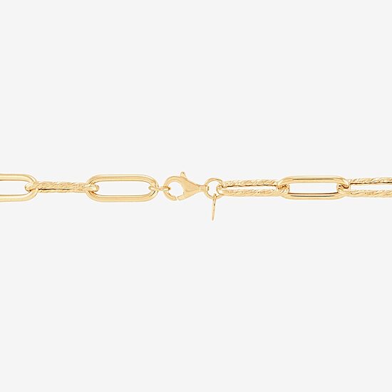 Gold Addiction Womens 14K Gold 8 Inch Hollow Paperclip Chain Bracelet