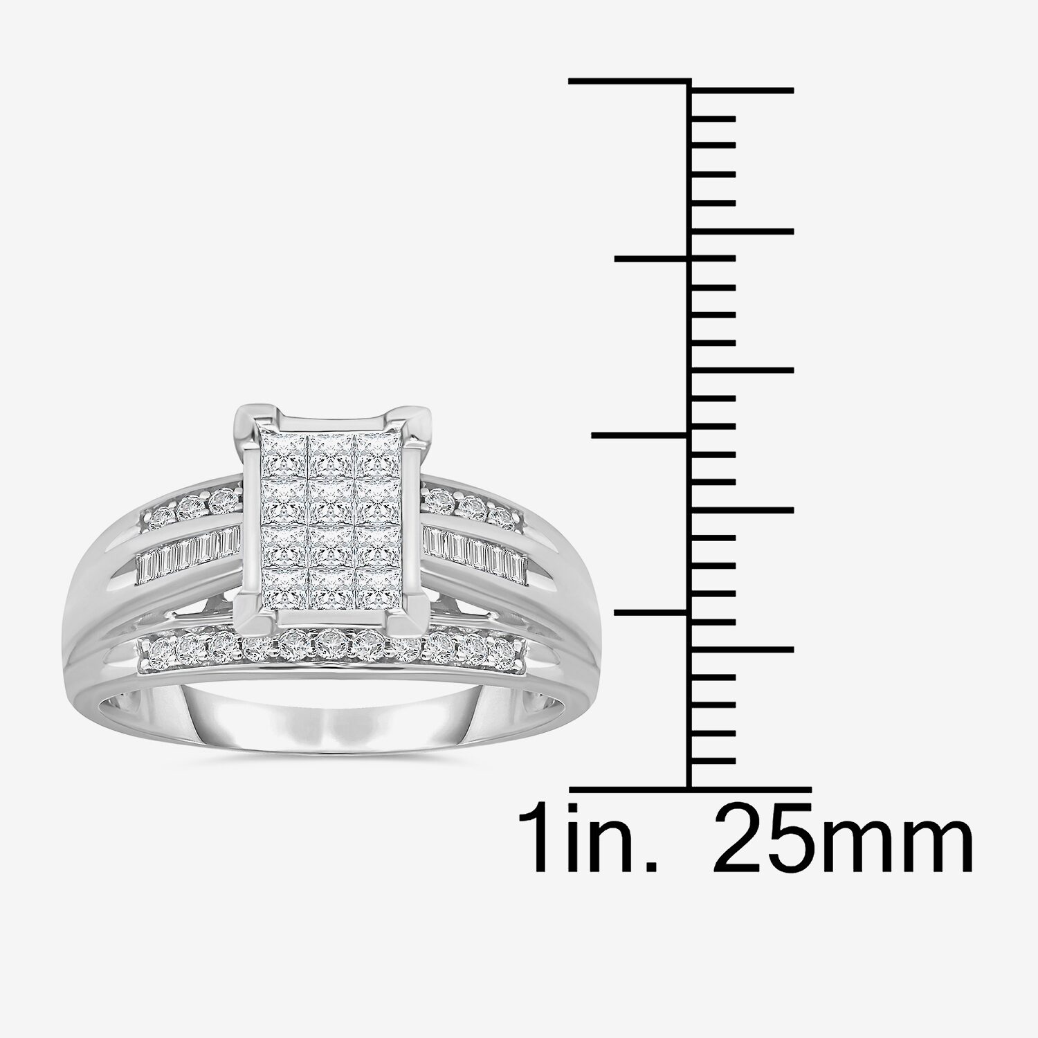 Womens 1/2 CT. T.W. Natural White Diamond 14K Gold Side Stone Engagement Ring