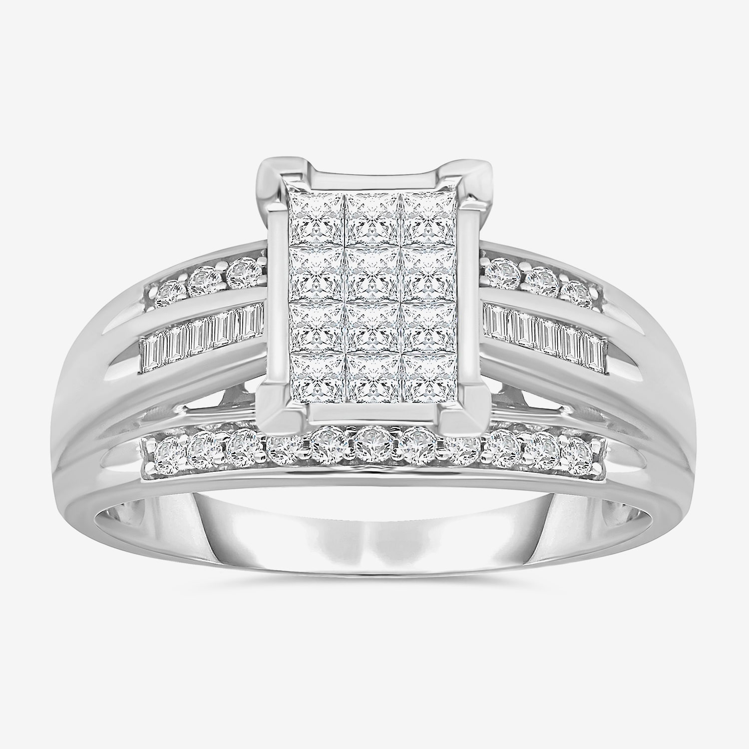 Womens 1/2 CT. T.W. Natural White Diamond 14K Gold Side Stone Engagement Ring