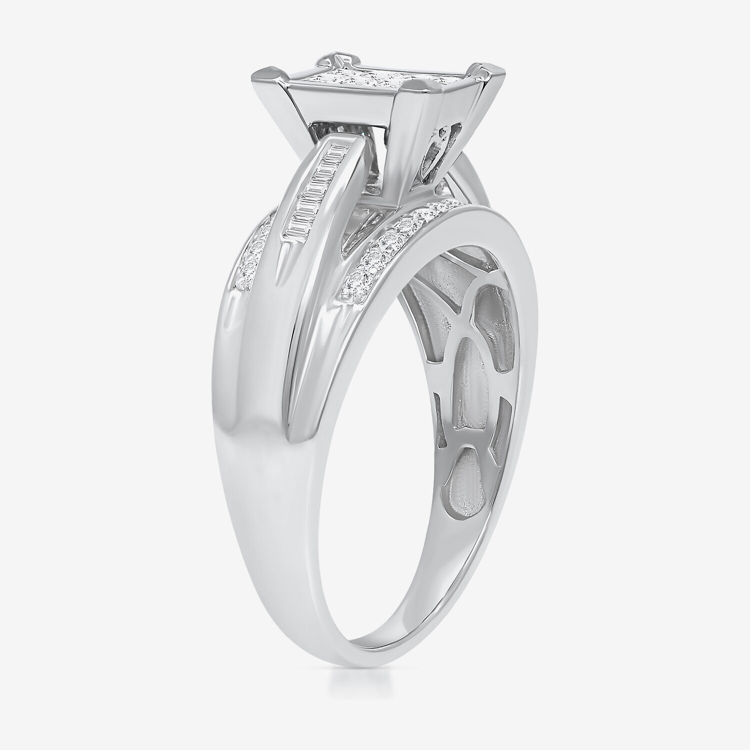 Womens 1/2 CT. T.W. Natural White Diamond 14K Gold Side Stone Engagement Ring