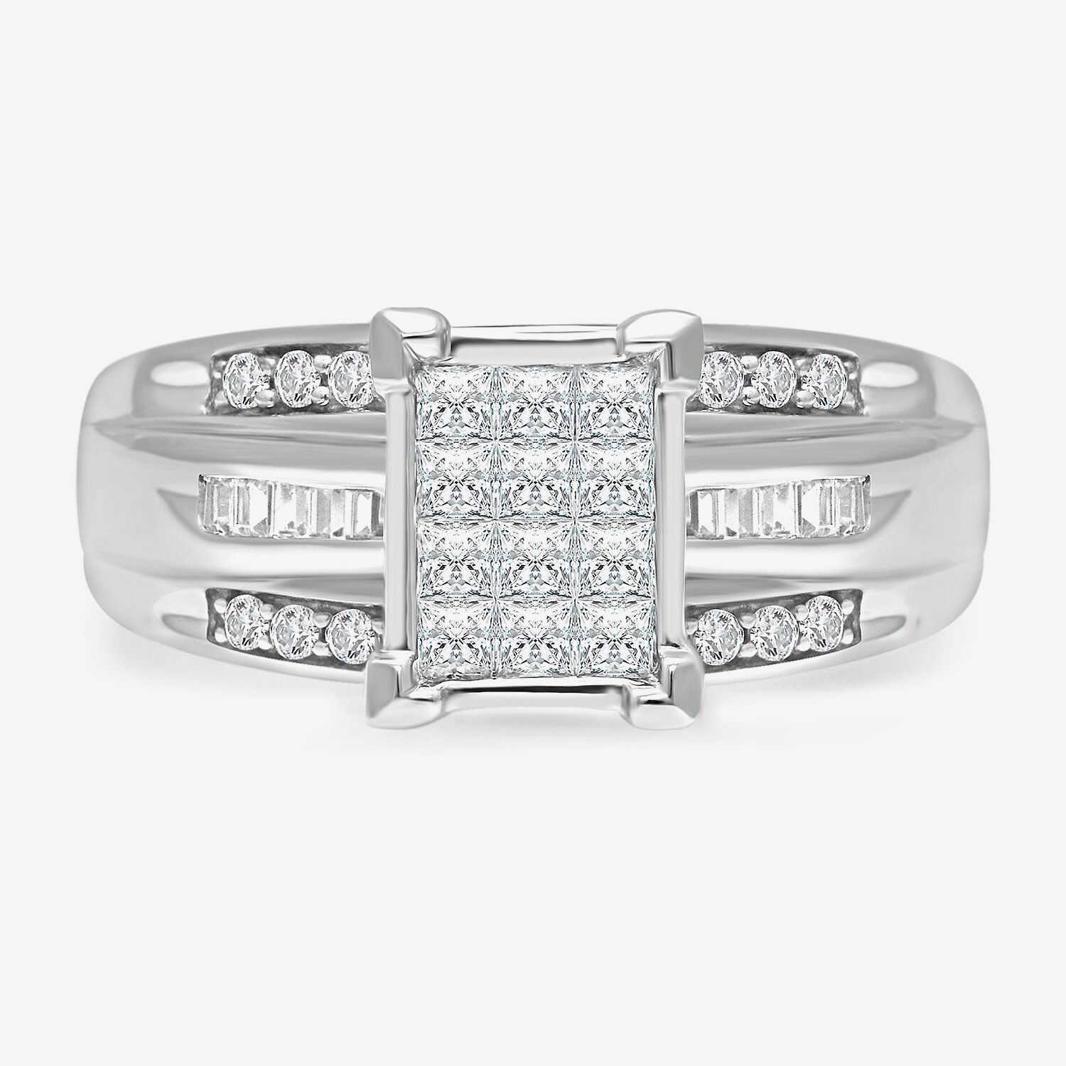 Womens 1/2 CT. T.W. Natural White Diamond 14K Gold Side Stone Engagement Ring