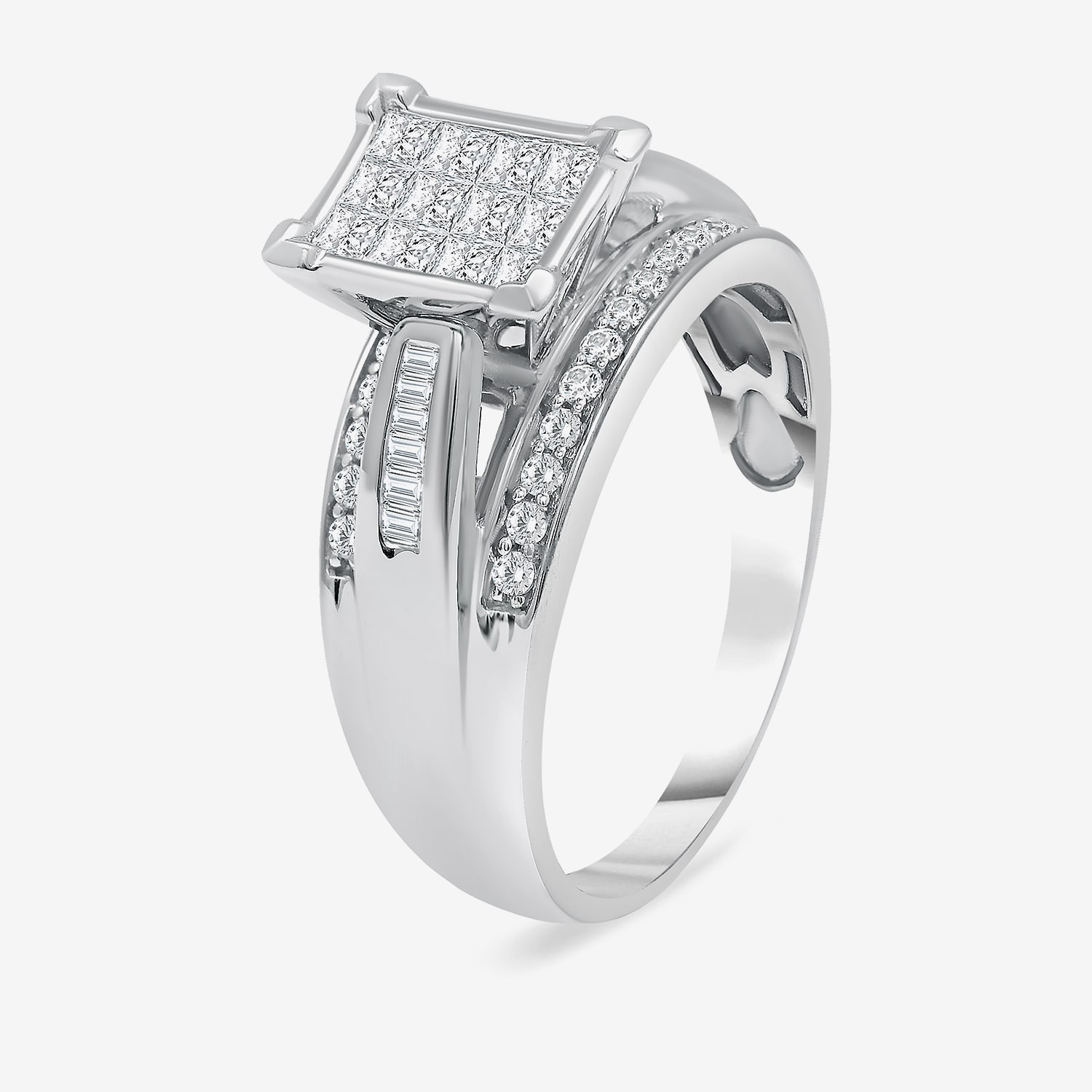Womens 1/2 CT. T.W. Natural White Diamond 14K Gold Side Stone Engagement Ring