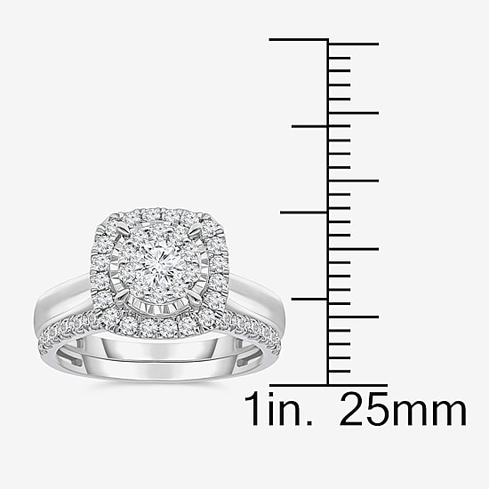 (I / I1) Womens 1 CT. T.W. Lab Grown White Diamond 10K Gold Cushion Solitaire Engagement Ring