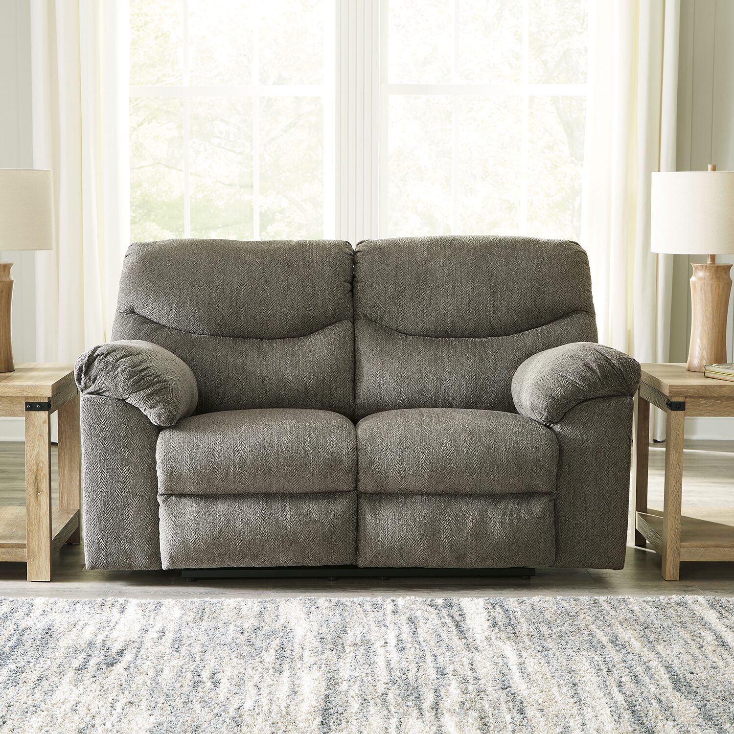 Signature Design by Ashley® Alphons Pad-Arm Motion Upholstered Reclining Loveseat