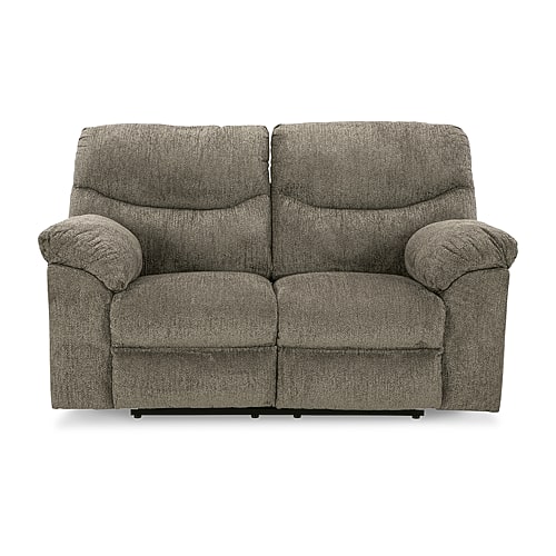 Signature Design by Ashley Alphons Pad-Arm Motion Upholstered Reclining Loveseat, One Size, Gray