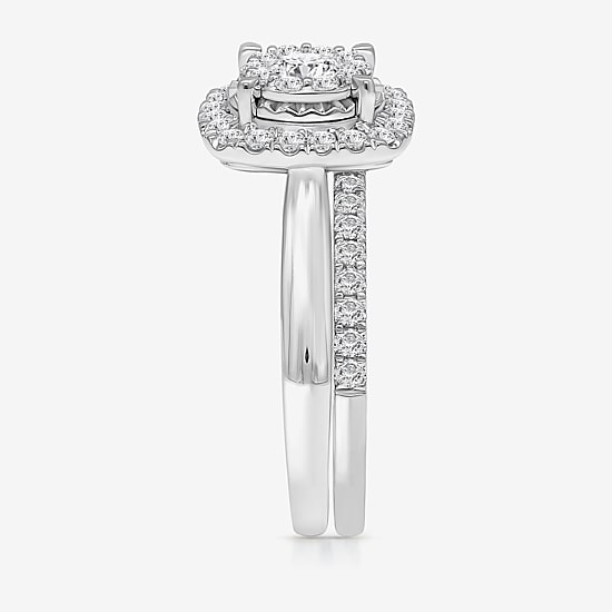 (I / I1) Womens 1 CT. T.W. Lab Grown White Diamond 10K Gold Cushion Solitaire Engagement Ring