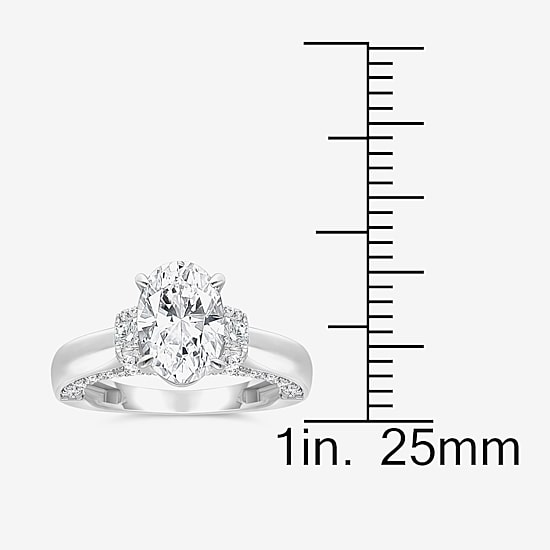(I / I1) Womens 3 CT. T.W. Lab Grown White Diamond 10K Gold or 14K Gold Oval Solitaire Engagement Ring