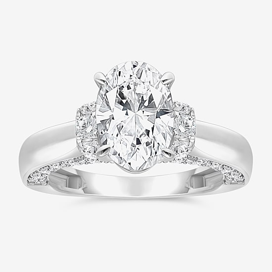 (I / I1) Womens 3 CT. T.W. Lab Grown White Diamond 10K Gold or 14K Gold Oval Solitaire Engagement Ring