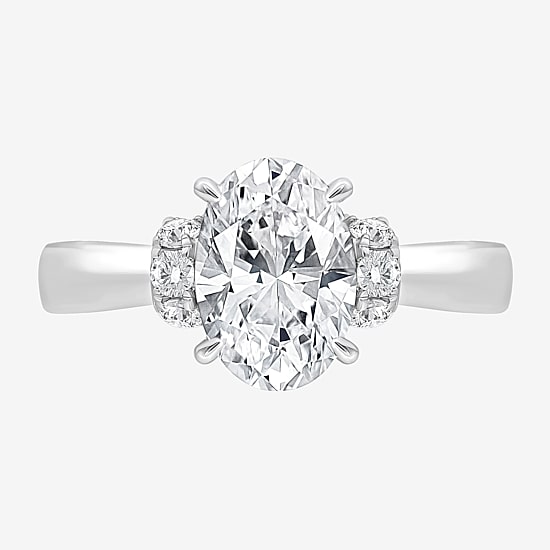 (I / I1) Womens 3 CT. T.W. Lab Grown White Diamond 10K Gold or 14K Gold Oval Solitaire Engagement Ring