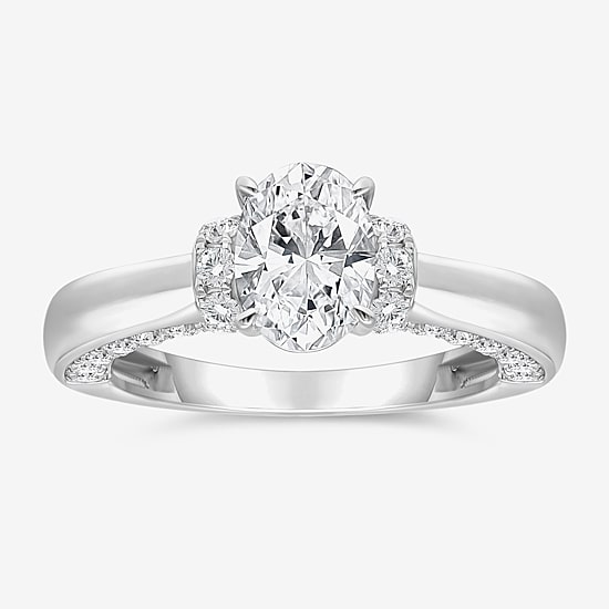 (I / I1) Womens 2 CT. T.W. Lab Grown White Diamond 10K Gold or 14K Gold Oval Solitaire Engagement Ring