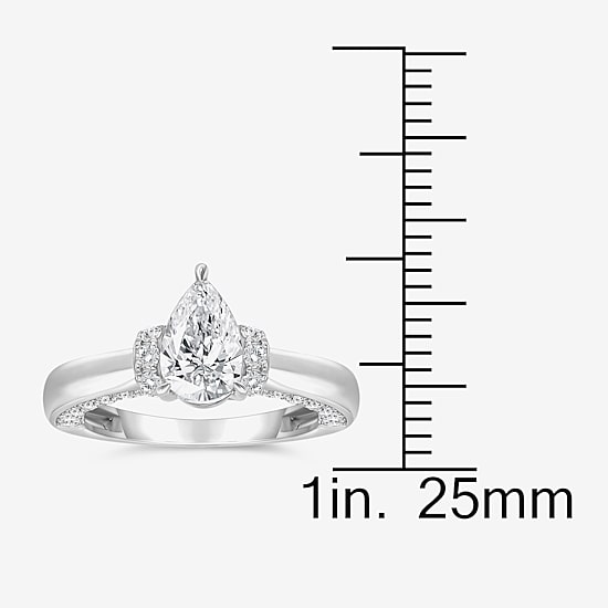 (I / I1) Womens 2 CT. T.W. Lab Grown White Diamond 10K Gold or 14K Gold Pear Solitaire Engagement Ring
