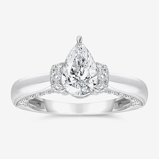 (I / I1) Womens 2 CT. T.W. Lab Grown White Diamond 10K Gold or 14K Gold Pear Solitaire Engagement Ring