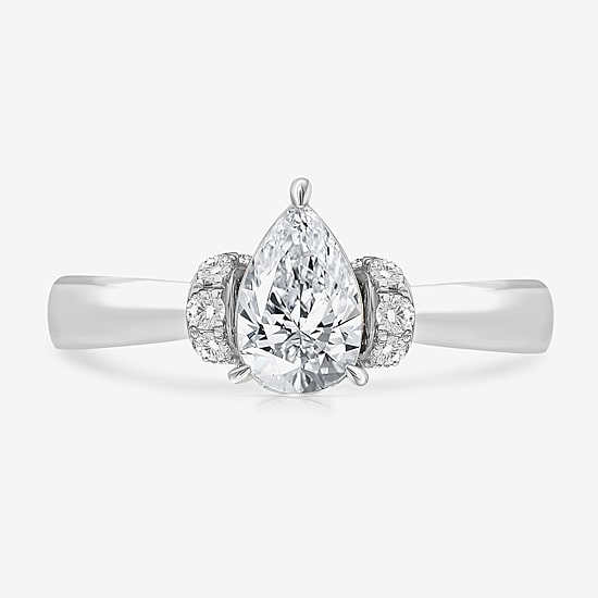 (I / I1) Womens 2 CT. T.W. Lab Grown White Diamond 10K Gold or 14K Gold Pear Solitaire Engagement Ring