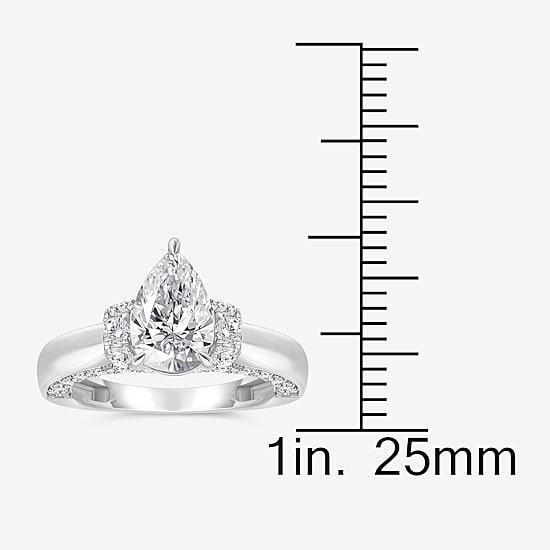 (I / I1) Womens 3 CT. T.W. Lab Grown White Diamond 10K Gold or 14K Gold Pear Solitaire Engagement Ring