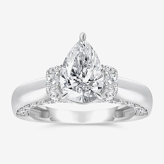 (I / I1) Womens 3 CT. T.W. Lab Grown White Diamond 10K Gold or 14K Gold Pear Solitaire Engagement Ring