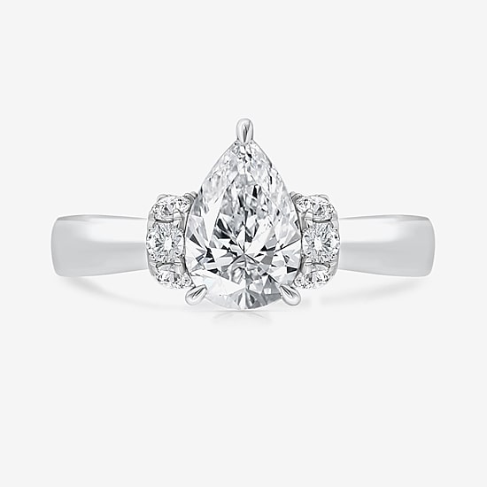 (I / I1) Womens 3 CT. T.W. Lab Grown White Diamond 10K Gold or 14K Gold Pear Solitaire Engagement Ring