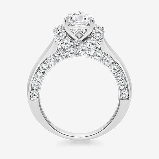 (I / I1) Womens 3 CT. T.W. Lab Grown White Diamond 10K Gold or 14K Gold Pear Solitaire Engagement Ring